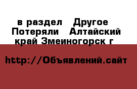  в раздел : Другое » Потеряли . Алтайский край,Змеиногорск г.